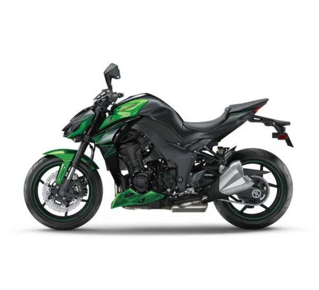 Motocicleta Kawasaki Z1000 en plano lateral galgo Colombia