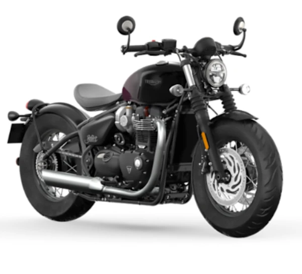 Motocicleta Triumph Bonneville Bobber en primer plano galgo México