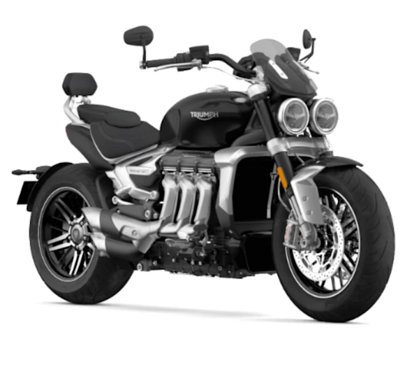 Motocicleta Triumph Rocket 3 GT en primer plano galgo México