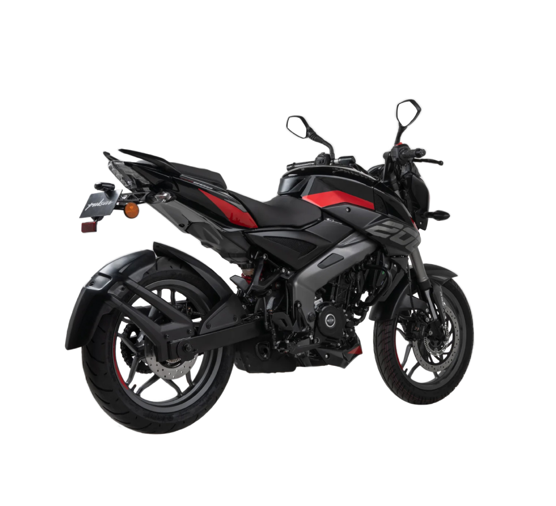Motocicleta Bajaj Pulsar 200 NS FI UG en plano diagonal galgo Colombia