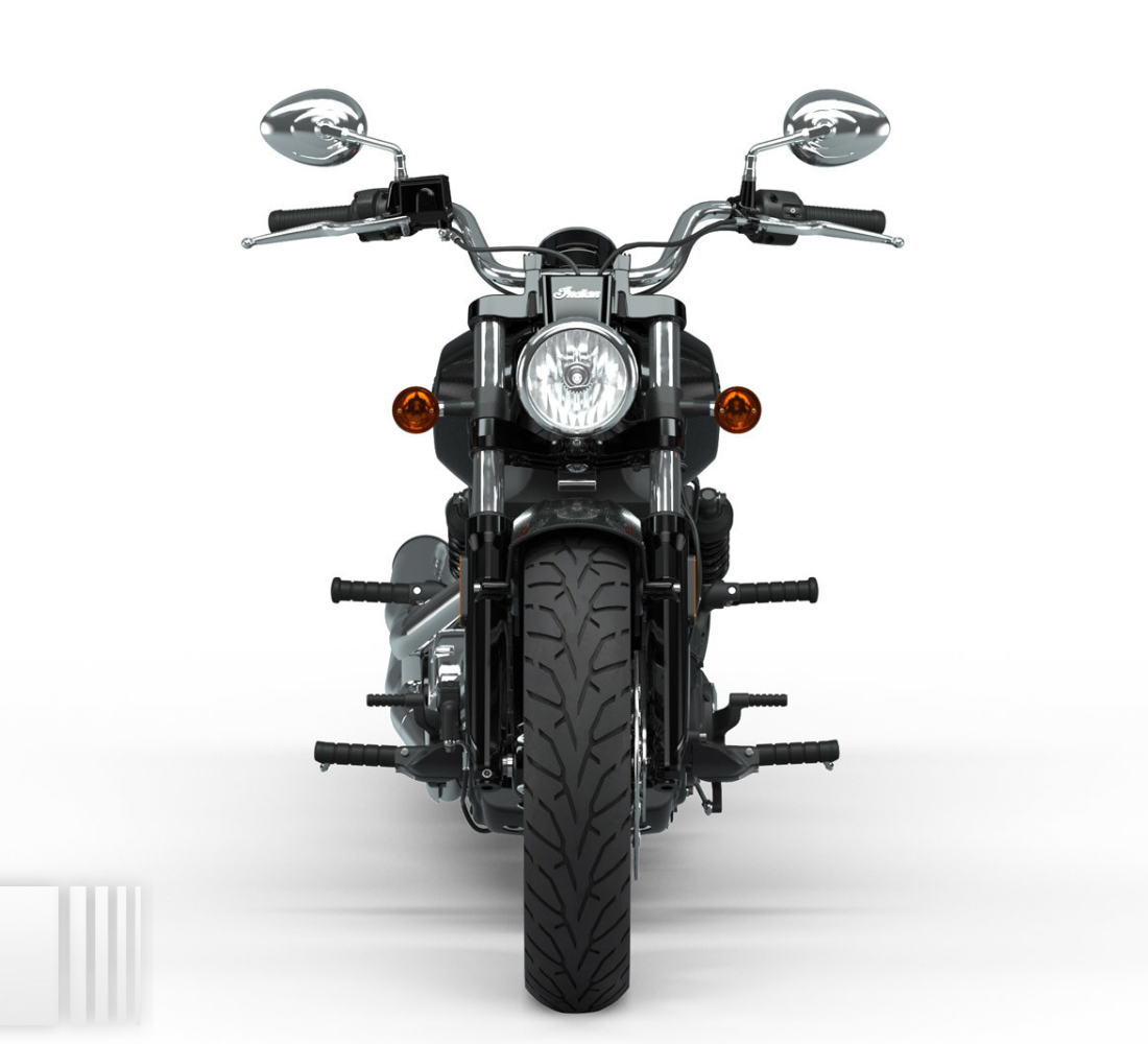 Motocicleta Indian Scout en plano frontal galgo México