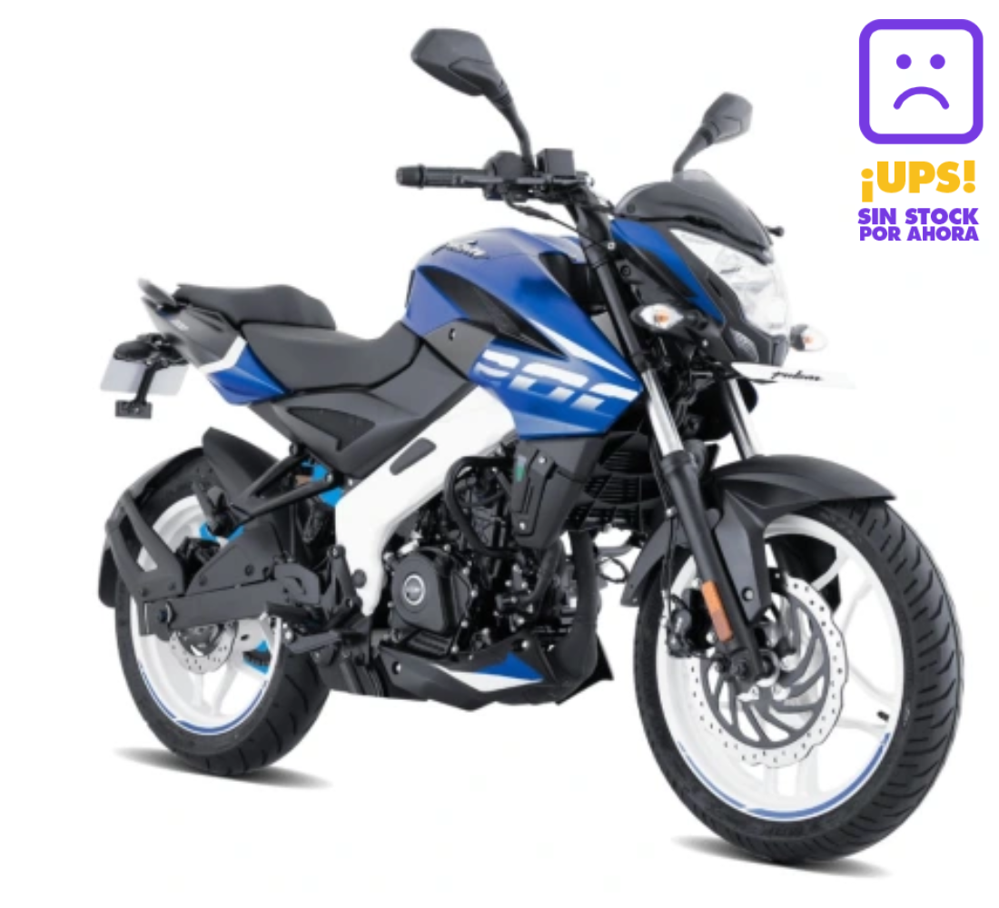 Motocicleta Bajaj Pulsar NS 200 en primer plano galgo Chile