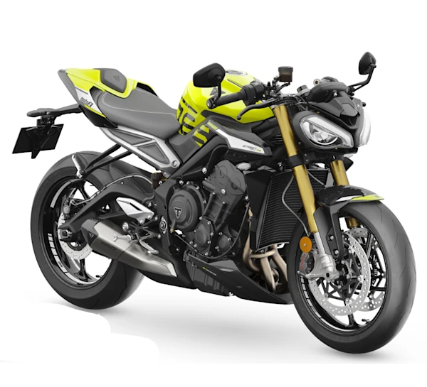 Motocicleta Triumph Street Triple Moto2 en primer plano galgo México