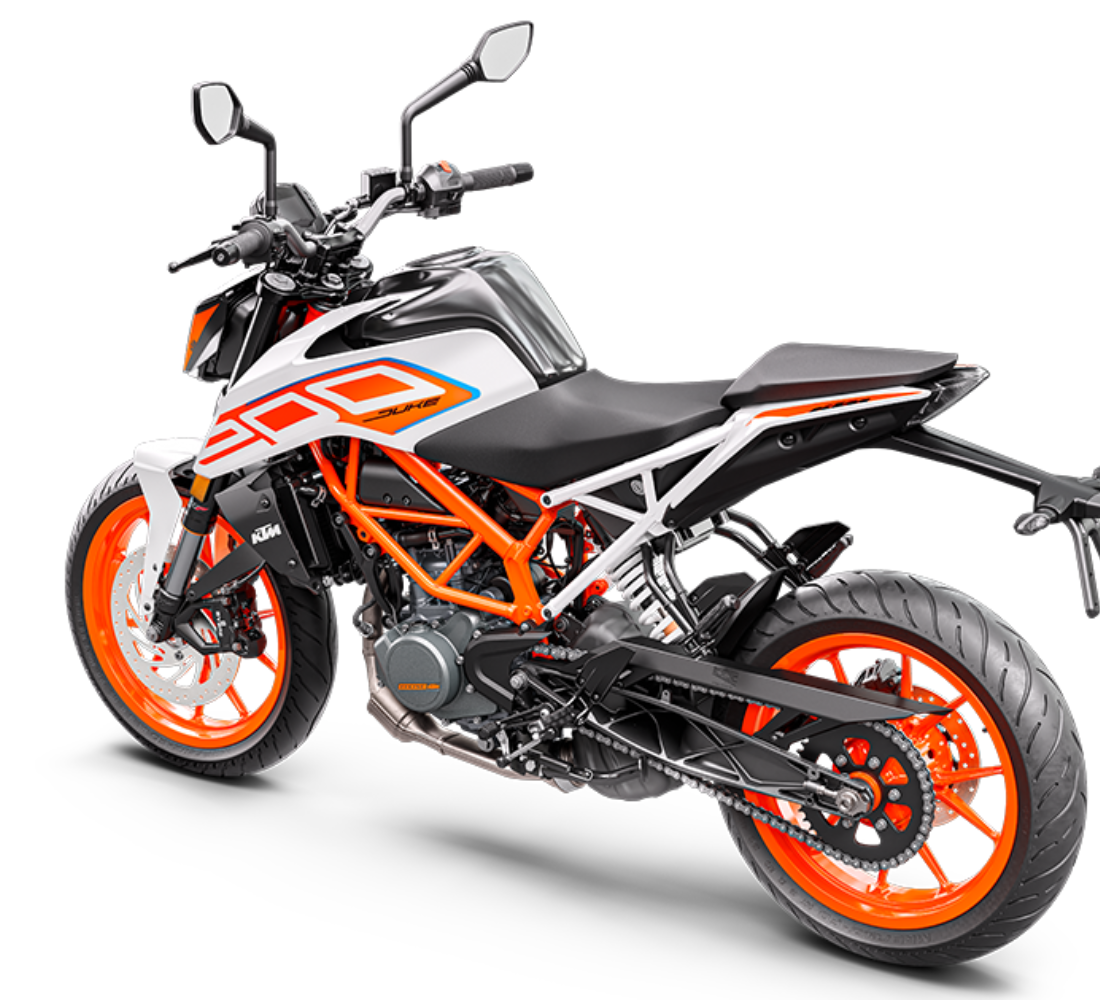 Motocicleta KTM 200 Duke Gen2 en plano diagonal galgo Colombia