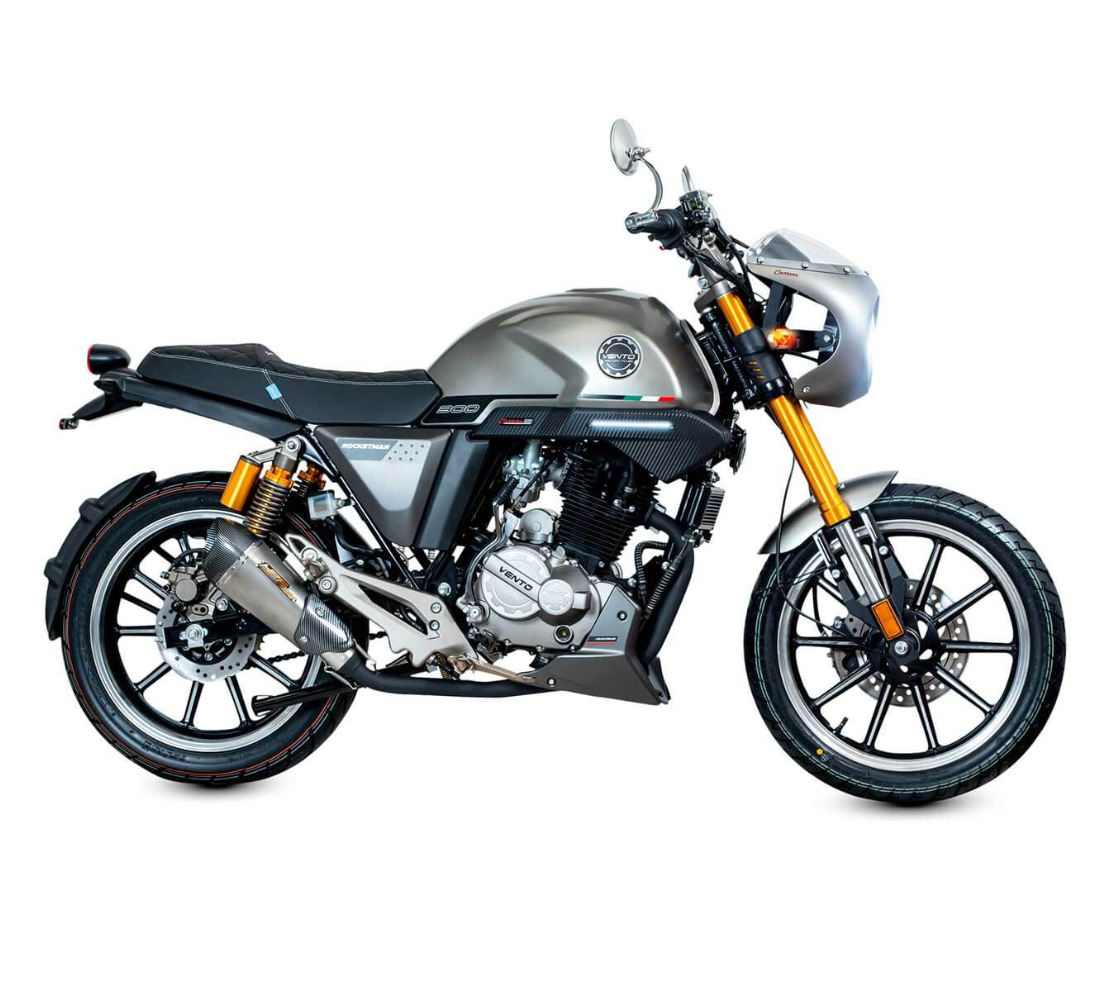 Motocicleta Vento Rocketman Carrera 300 en plano lateral galgo Mexico