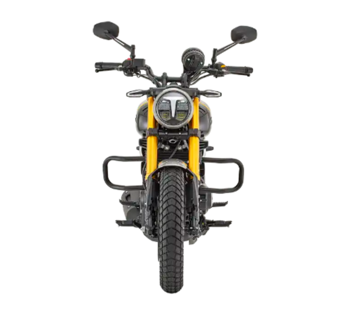 Motocicleta TVS RONIN en plano frontal galgo Colombia