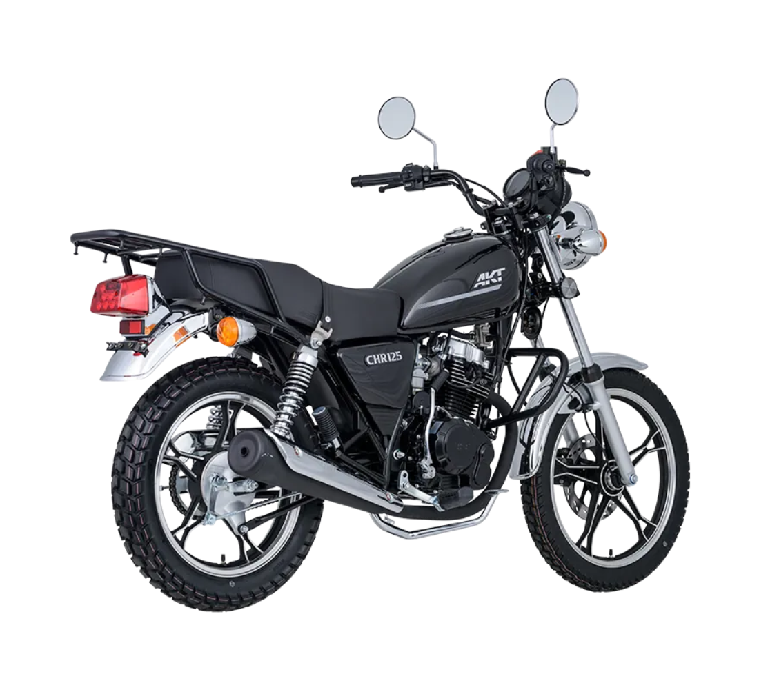 Motocicleta AKT CHR 125 en plano diagonal galgo Colombia