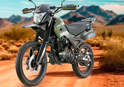 Motocicleta Victory MRX 125 Pro en desierto galgo Colombia lifestyle