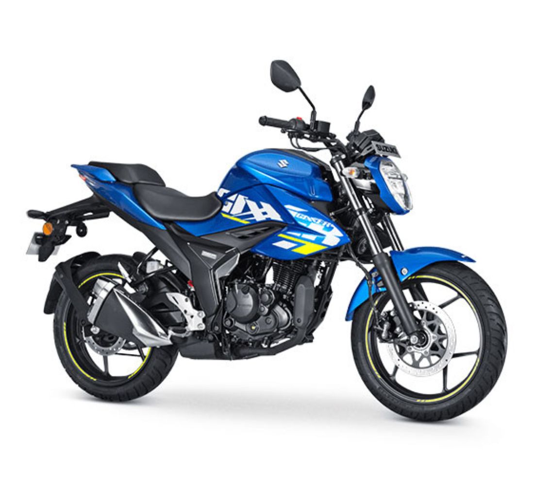 Motocicleta Suzuki Gixxer Naked 150 en primer plano galgo Perú