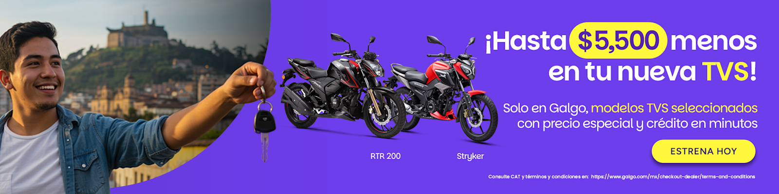 Moto TVS a crédito con descuento