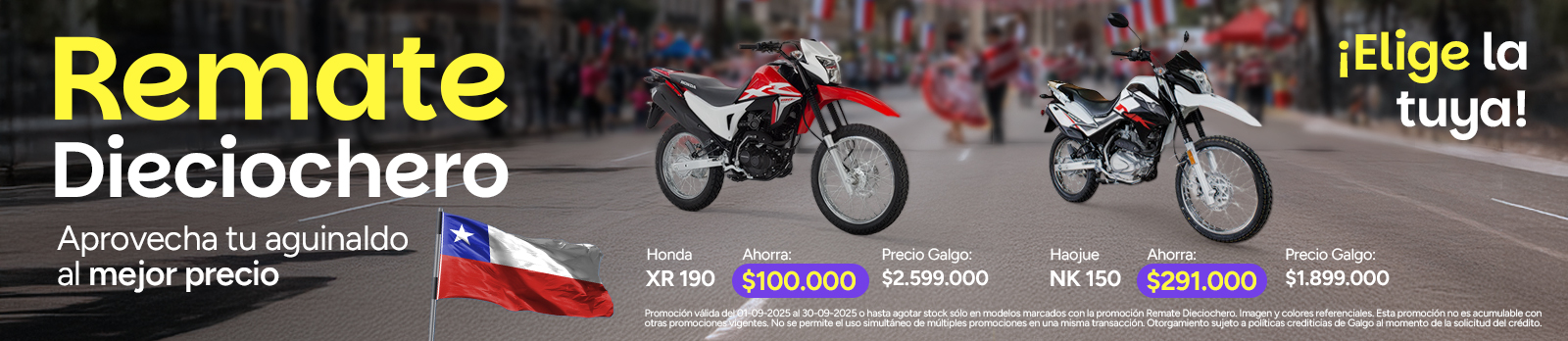 Las fiestas patrias llegaron con un remate de nuestras mejores motos a precios de oferta muy bajos, consigue motos yamaha, honda, bajaj y keeway a excelente precio