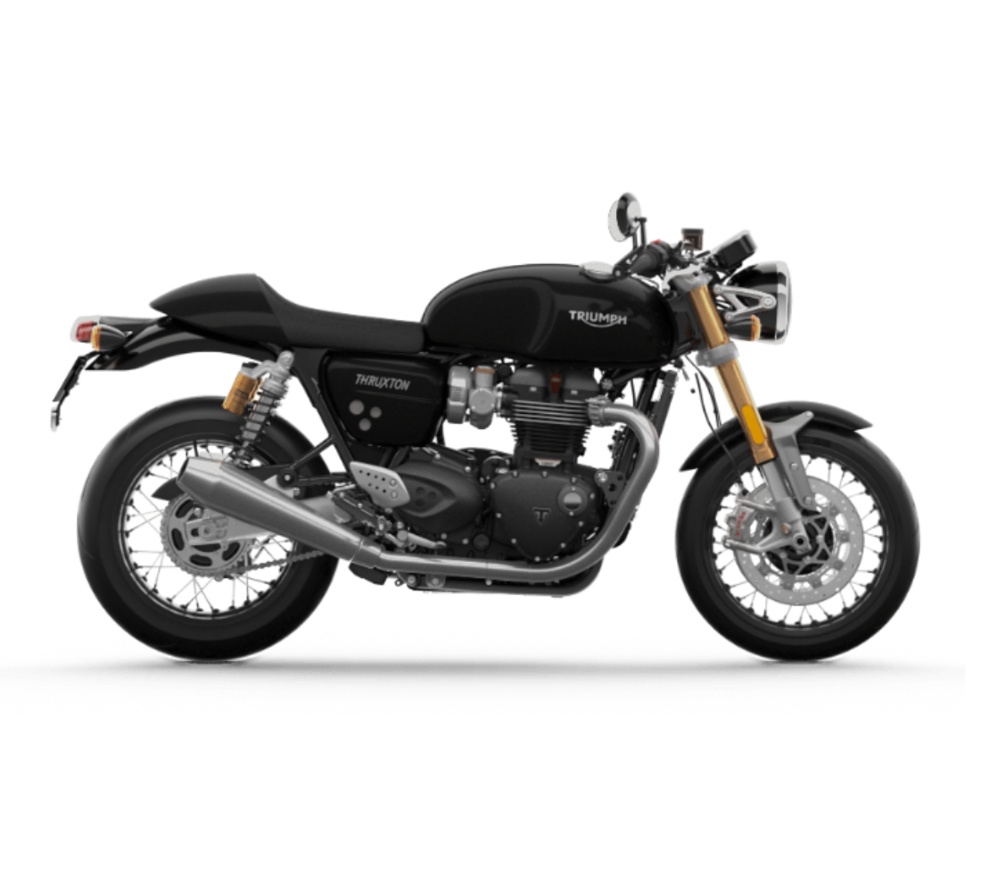 Motocicleta Triumph Thruxton RS en plano lateral galgo México