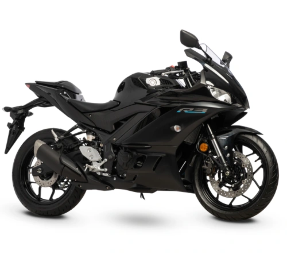 Motocicleta Yamaha R3 en primer plano galgo Perú