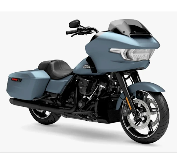 Motocicleta Harley Davidson Road Glide en primer plano galgo México