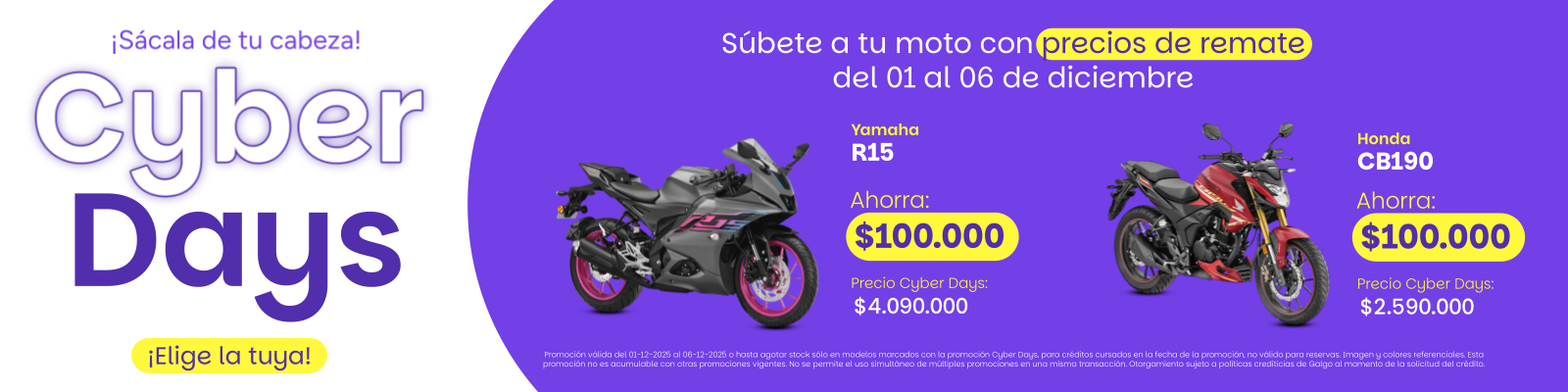 El cyber de motos que estabas esperando tiene los precios más baratos en chile. Descuentos en cyber day de galgo en todo chile