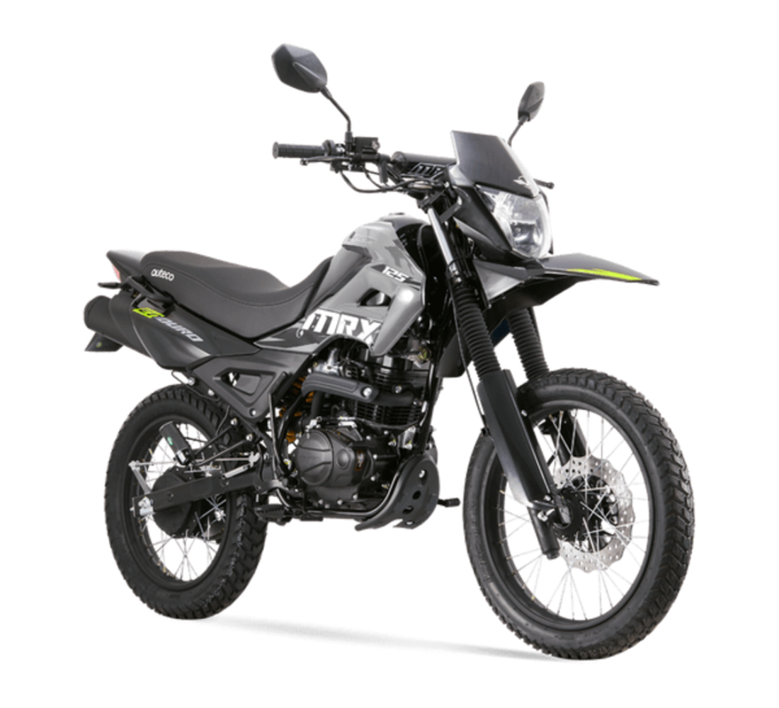 Motocicleta Victory MRX 125 en primer plano galgo Colombia