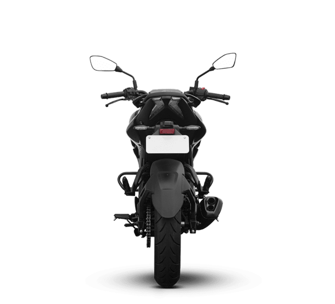 Motocicleta Bajaj Pulsar N250 en plano trasero galgo Colombia