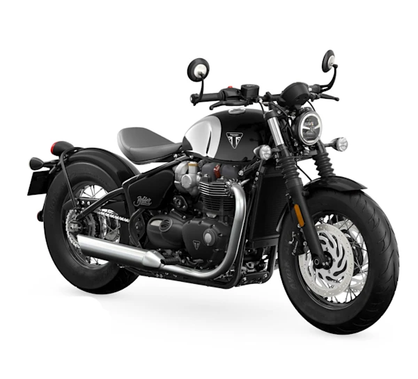 Motocicleta Triumph Bonneville Bobber Chrome Edition en primer plano galgo México