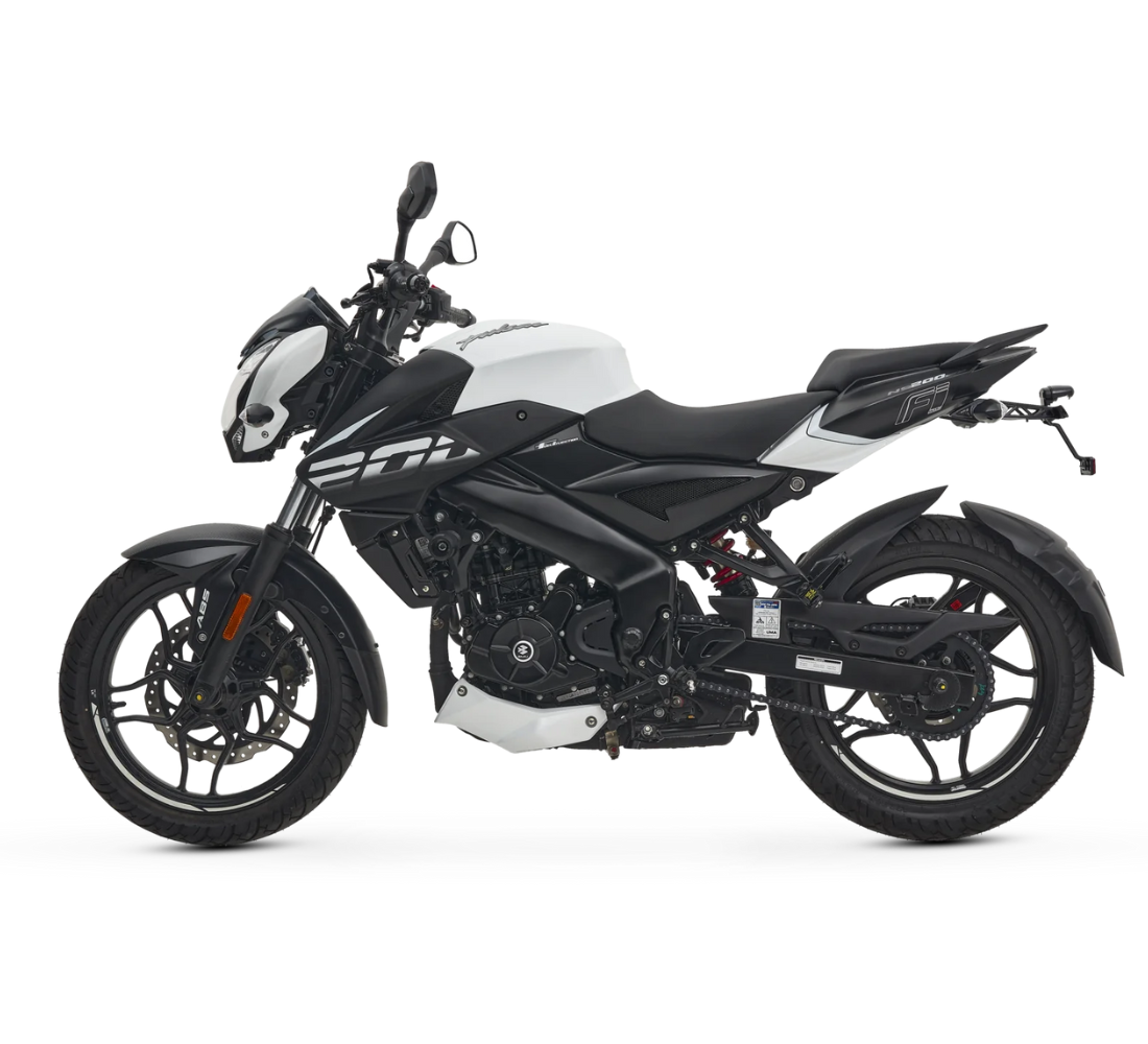 Motocicleta Bajaj Pulsar NS 200 FI en plano lateral galgo Colombia
