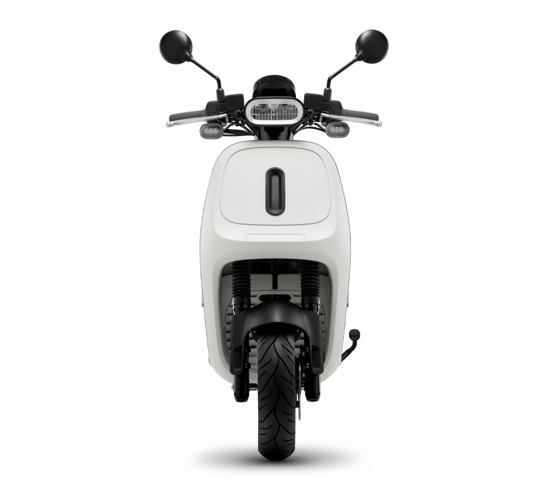 Motocicleta Gogoro Viva Mix en plano frontal galgo Colombia