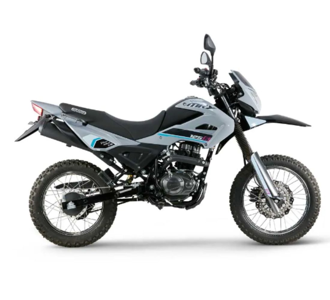 Motocicleta Victory MRX 125 S TK en plano lateral galgo Colombia