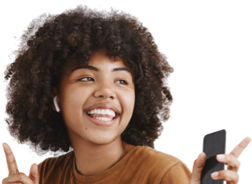 Women Smiling Holding Phone