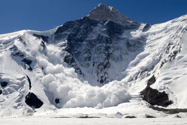 Avalanche on a snowy mountain 