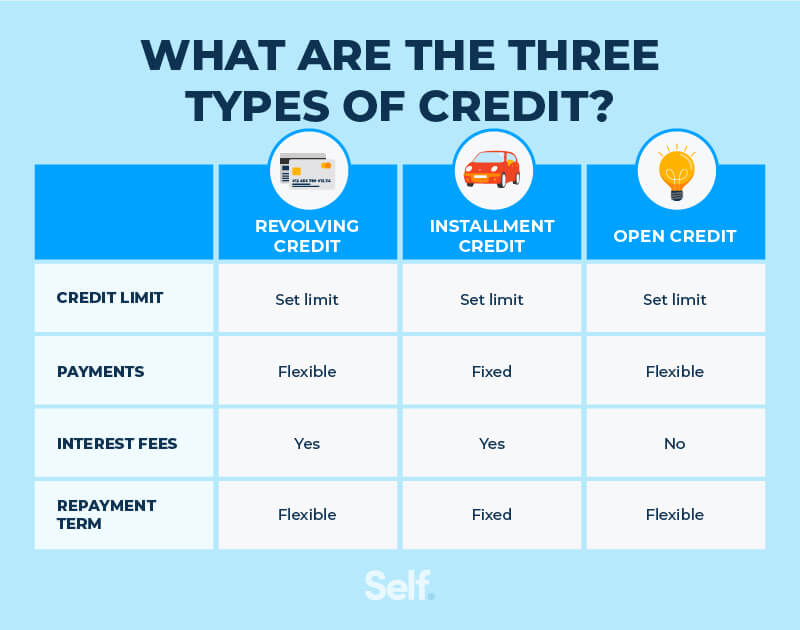 The 4 Main Types of Credit Explained - Self. Credit Builder.