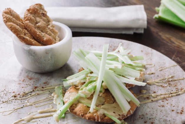 peanut butter crackers with celery