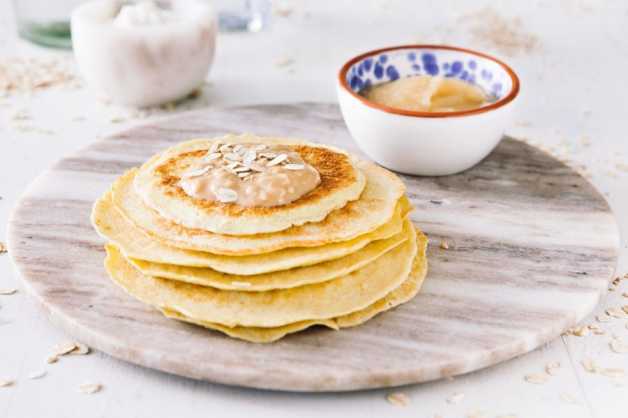 protein-pancakes-with-peanut-butter-applesauce-no-sugar