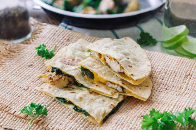 spinach artichoke and chicken quesadilla 