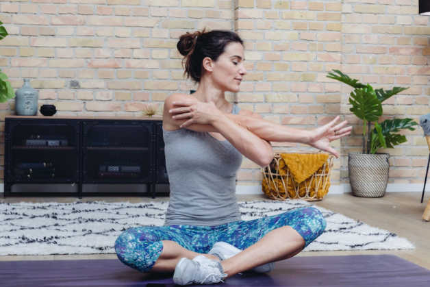 Ame, woman, female, stretching shoulders