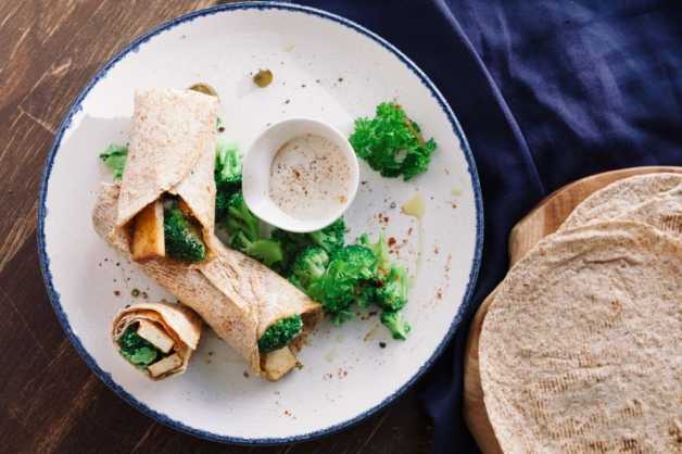 mexican tofu and broccoli wrap