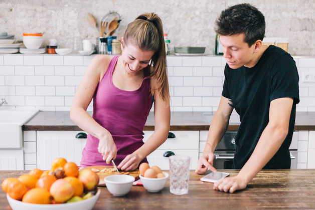 brian and ana cooking kitchen healthy