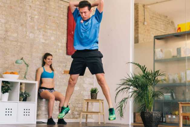 Burpee/wall sit, Brian and Anna, couple 