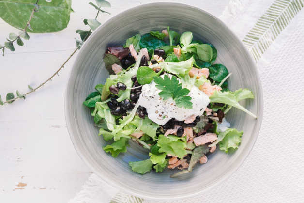 food cravings salmon salad with creamy cilantro dressing