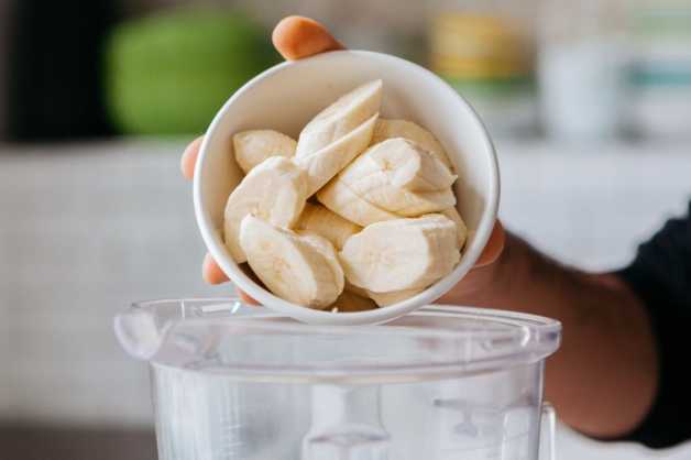 chopped bananas in a blender