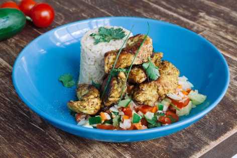 healthy indian turkey with rice kachumbar recipe