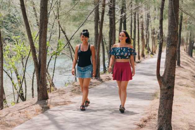 women-walking outdoors