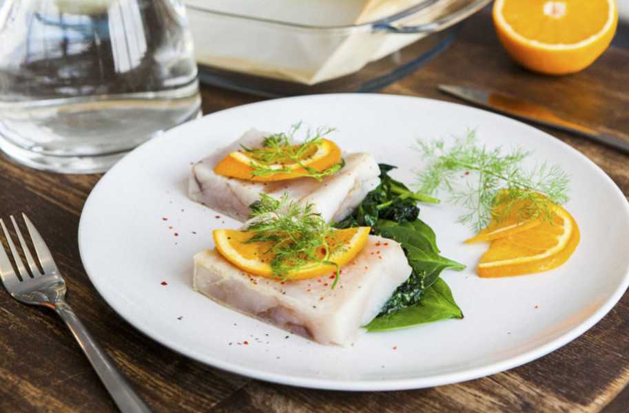 baked halibut with sauteed spinach orange recipe-e1531998739690