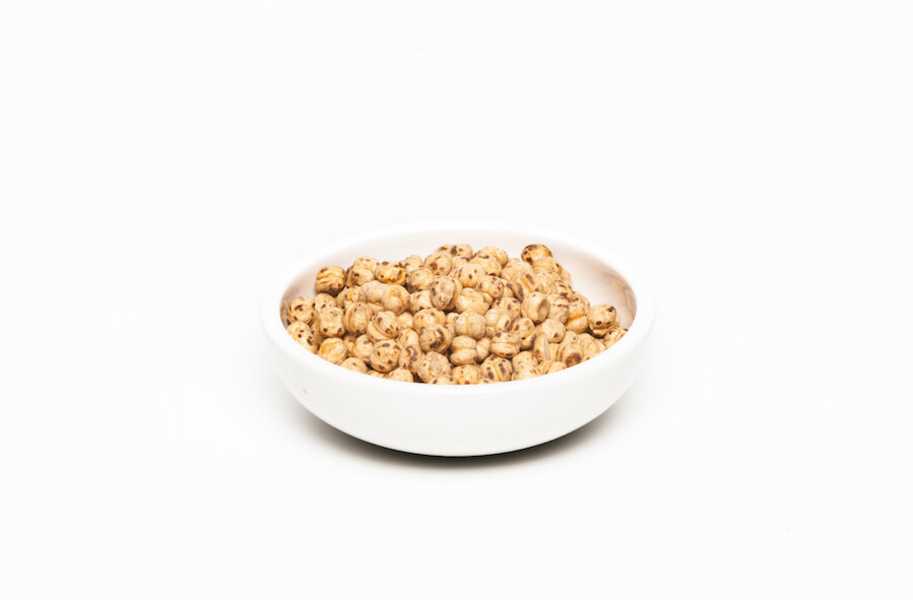 Chickpeas, uncooked in white bowl