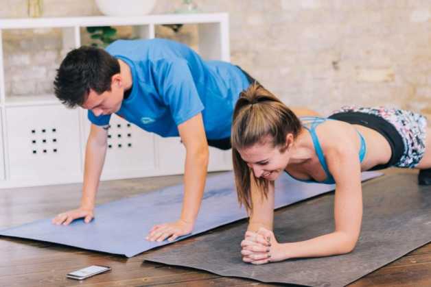 Couple doing planks together