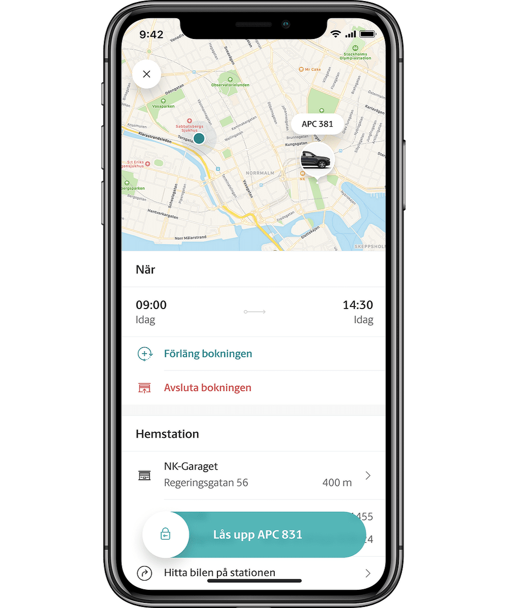 M app bokningsvy