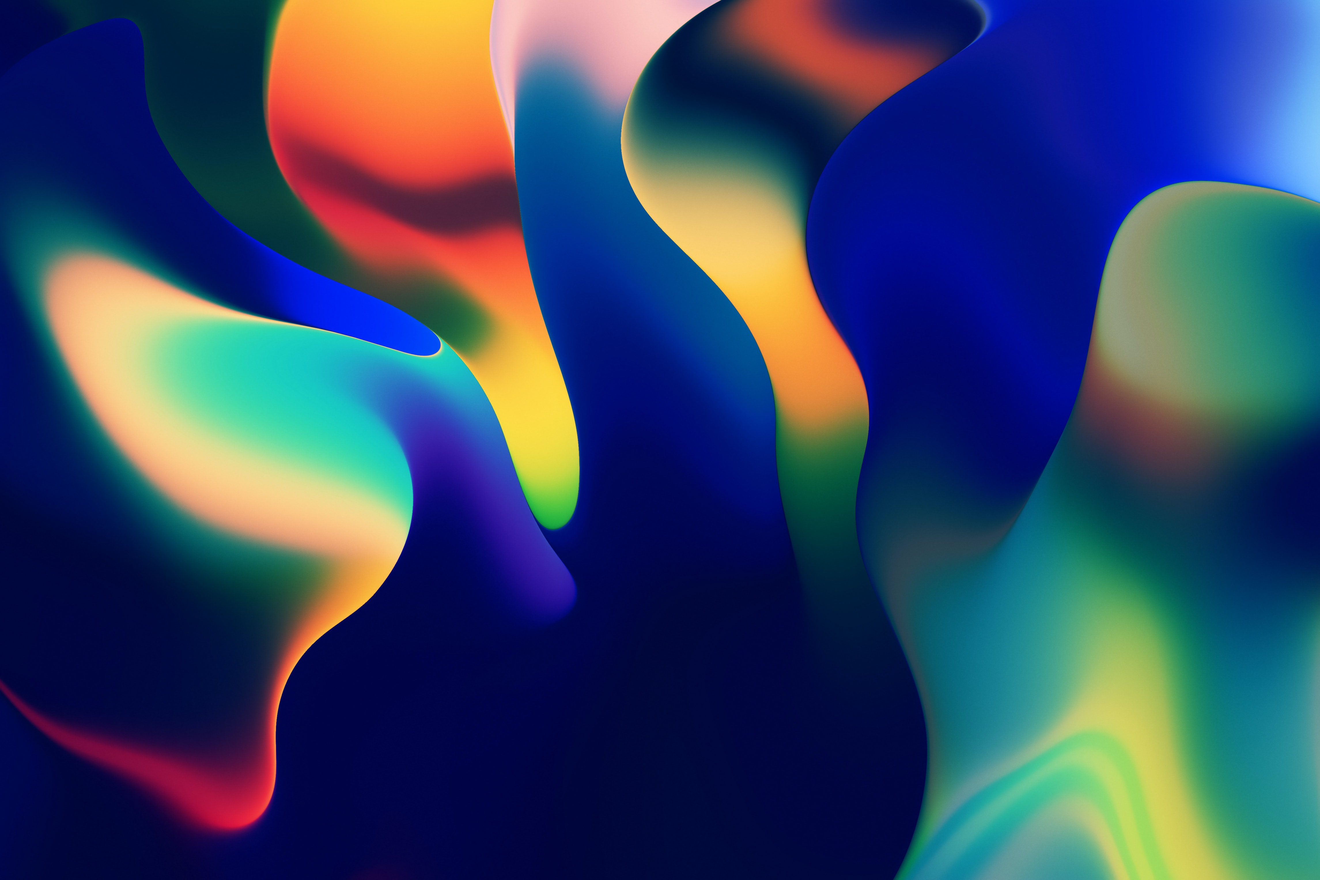 Multicolored swirls on a dark blue background