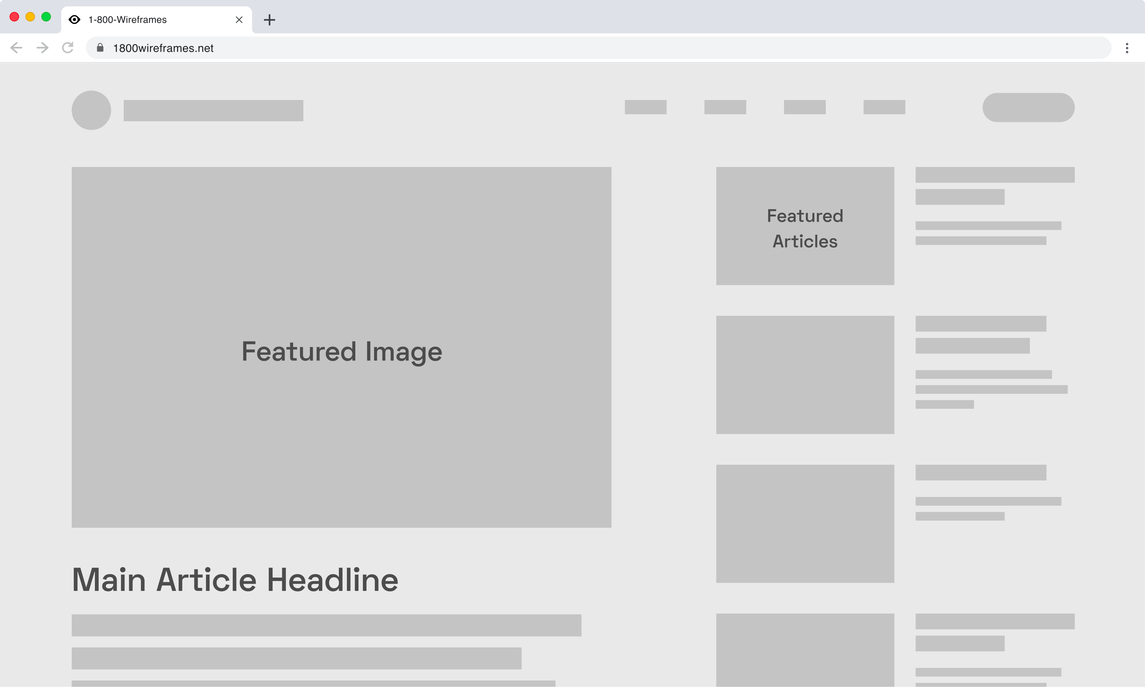 wireframe mockup with gray boxes as element placeholders
