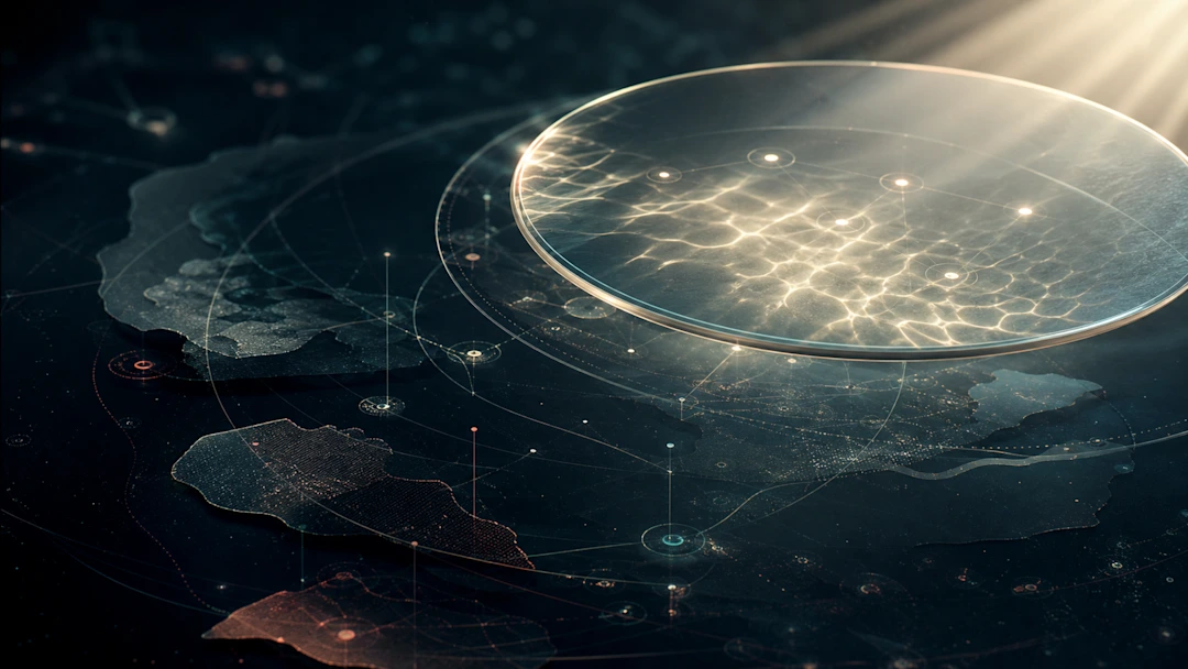 Abstract visualization of AI answer signals moving from visibility metrics to content decisions.
