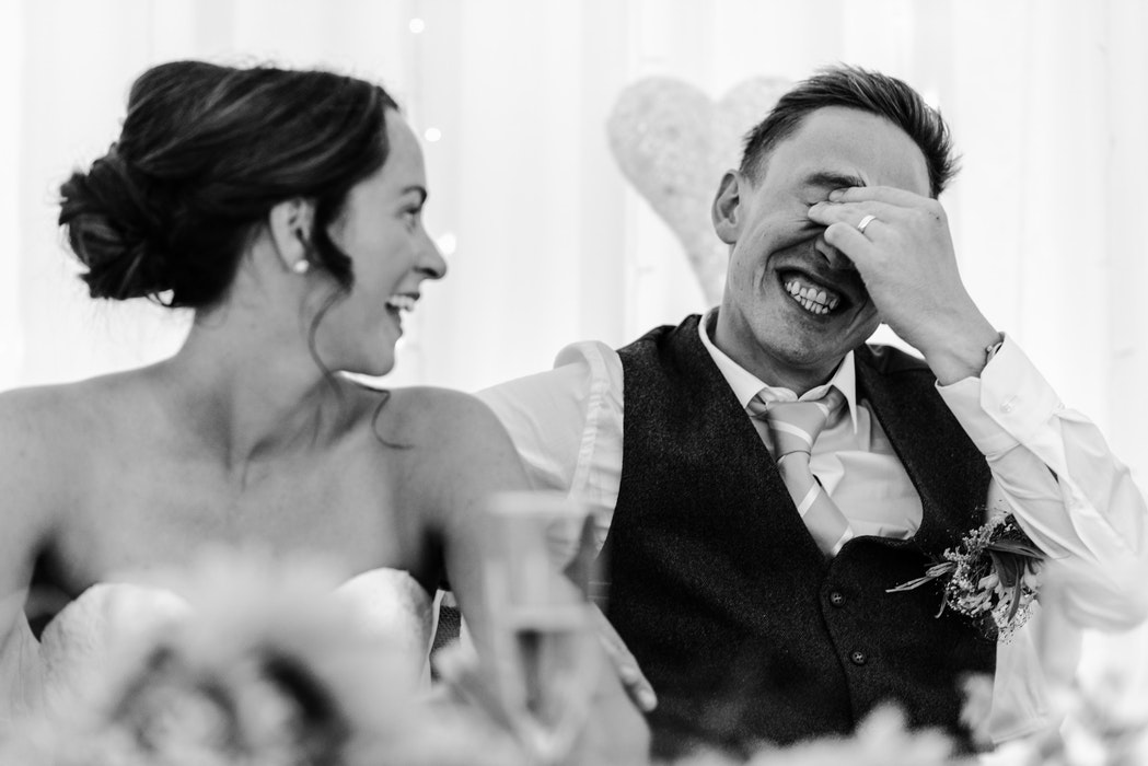 Bride-groom-laughing