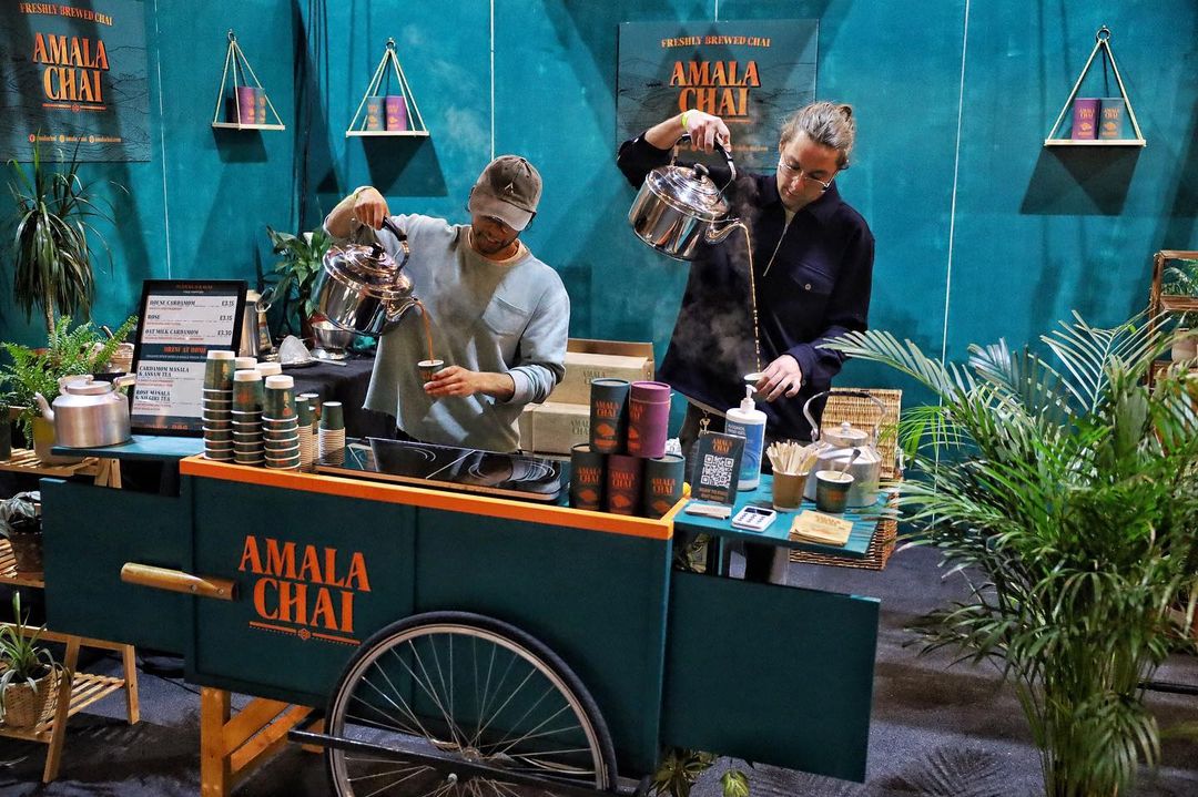 Amala chai cart with founders