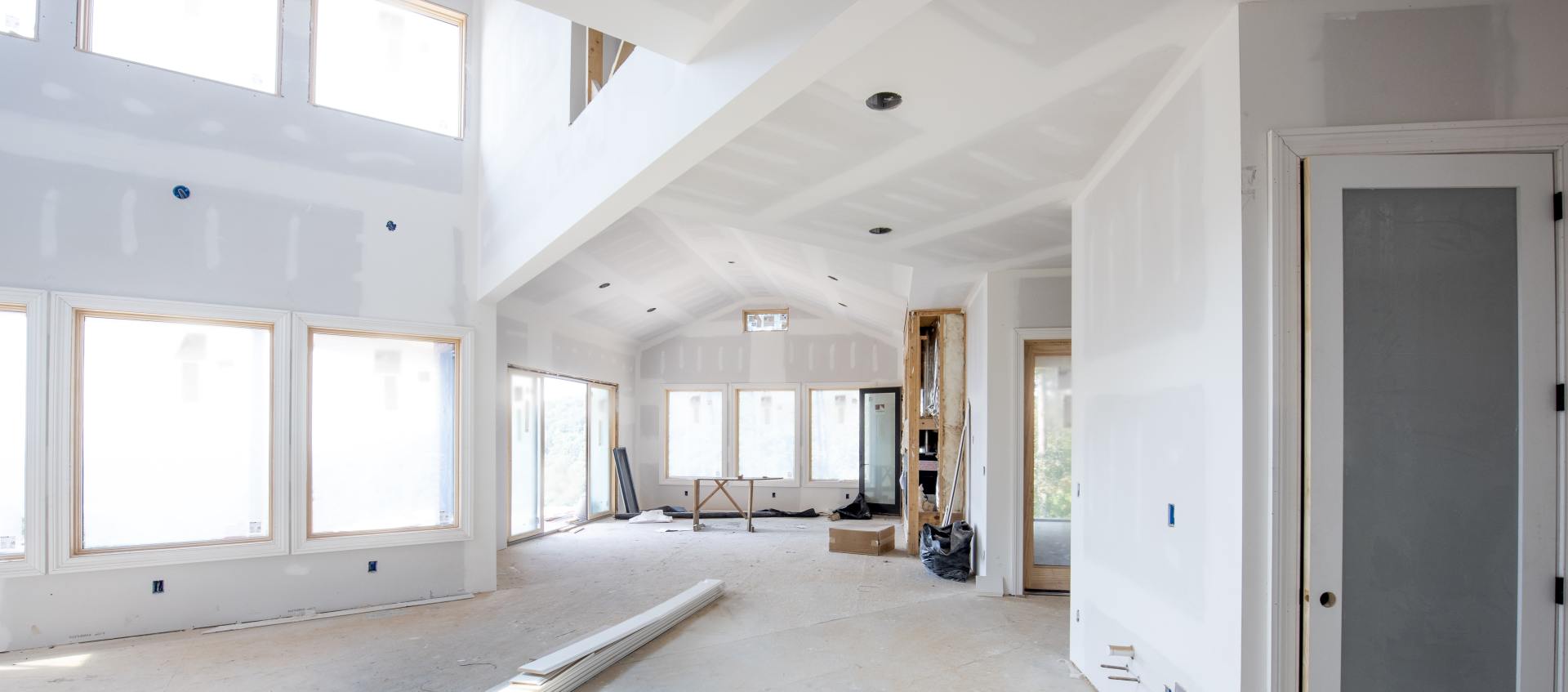 Home improvement in a white living room with lots of light