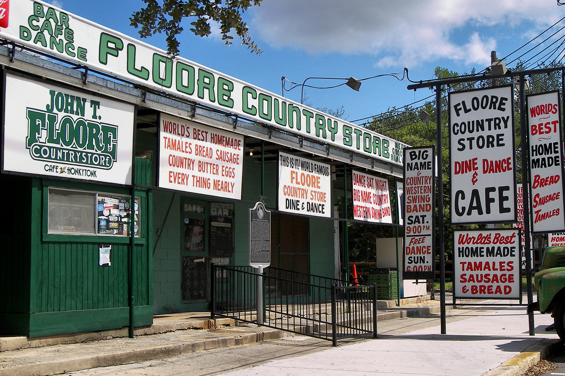 The Floore Country Store in Helotes, TX. The building was listed on the National Register of Historic Places on December 6, 2005, and is a beloved institution in the area. (Credit: Wikimedia Commons/Larry D. Moore) 